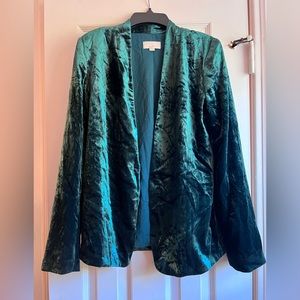 Loft emerald green velvet blazer